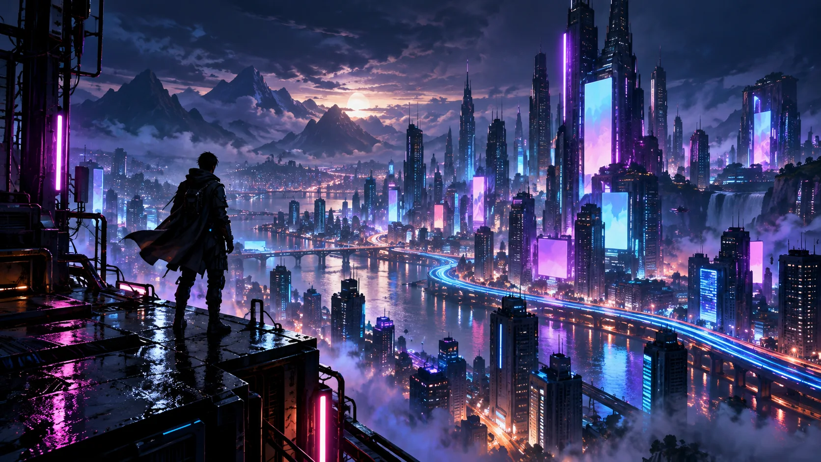 Original futuristic city illustration