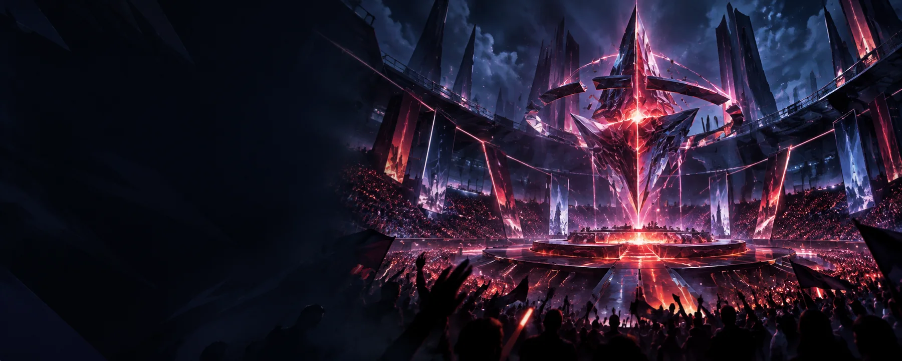 Original artwork of a brilliant esports event in a futuristic stadium